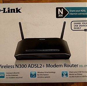 Modem Router ADSL2+ D-Link Wireless N300, Wi-Fi, DSL-2750B, PSTN, Ασυρματο, Σχεδον αχρησιμοποιητο