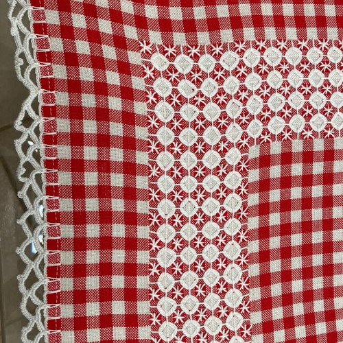 Handmade small checkered tablecloth new 74x77