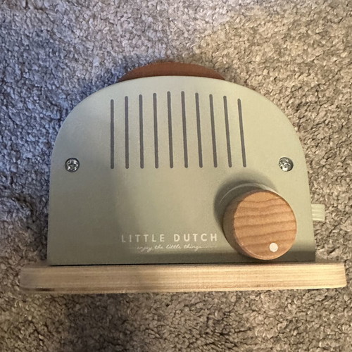 Little Dutch wooden toaster with two wooden bread slices