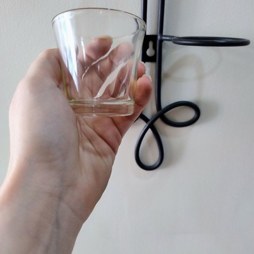 Metal candle holder for tealights like new, wall mount, glass cups