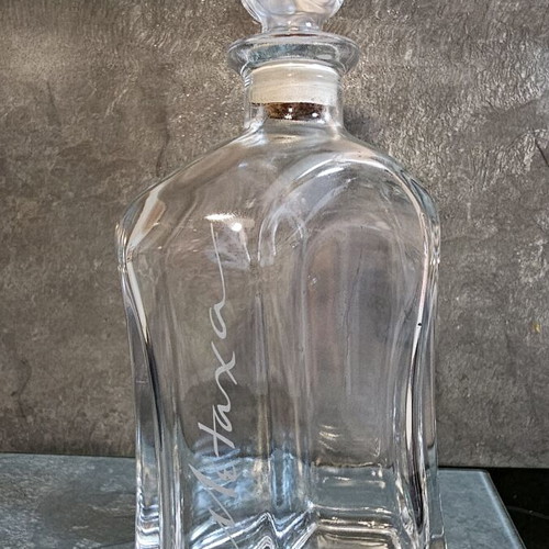 Bormioli Rocco Capitol Glass Decanter 700ml like new with Metaxa engraving