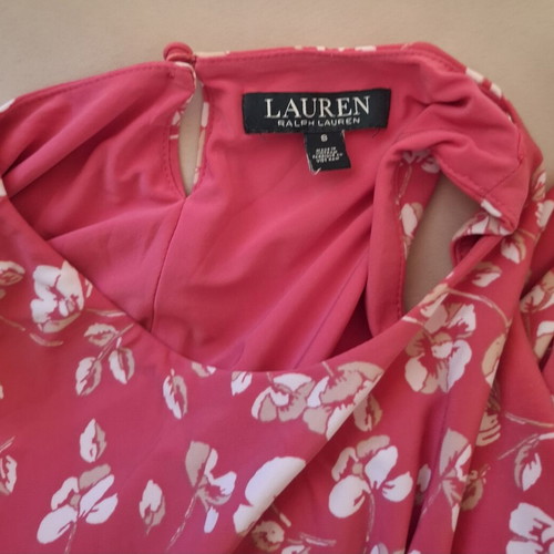 Ralph Lauren sleeveless dress like new, coral pink floral jersey