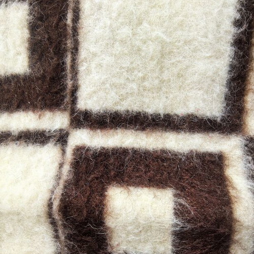 Wool blankets like new, set of 2, geometric retro and terracotta satin trim