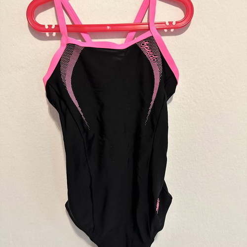 Speedo swimming swimsuit black with fuchsia, size 16 years / XS-S