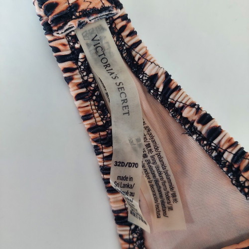 Victoria's Secret bikini leopard print brown used, high-rise bottom size S, top 32D/D70