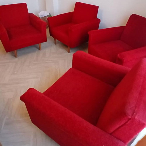 Retro armchairs used, set of 4, from 1975