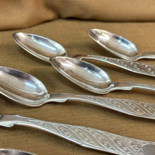 Silver Teaspoons 800 with embossed handles, like new