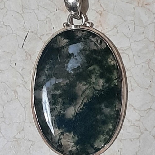 Pendant in 925 silver with moss agate new