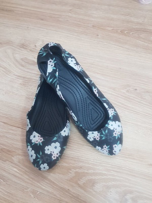 Crocs Kadee Floral Flat ballerinas used, size 37, black with floral print