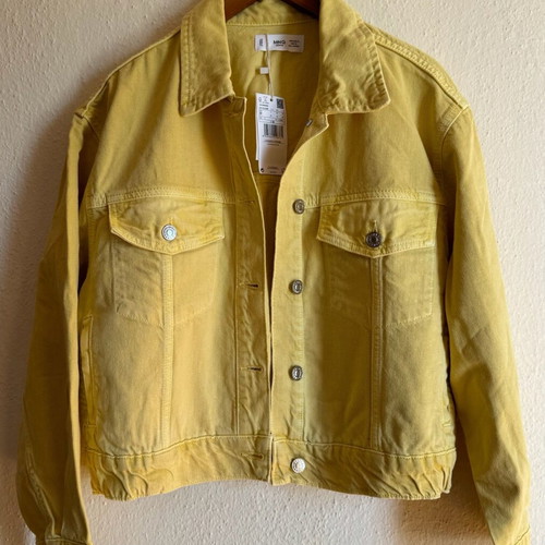 Mango denim jacket new, yellow, size medium