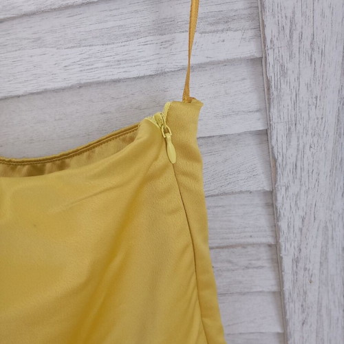 Anthropologie medium satin dress used, yellow