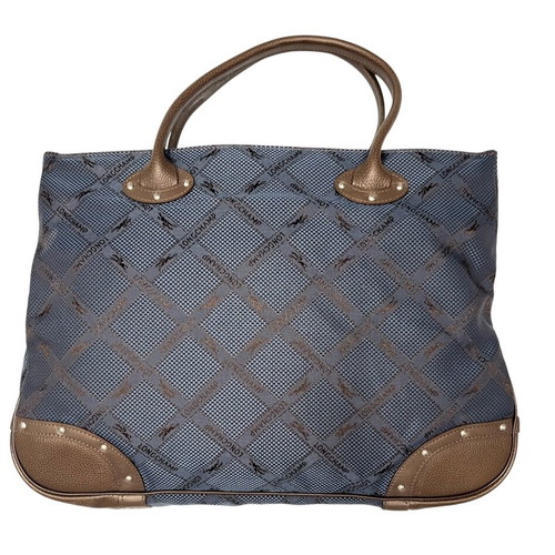 Longchamp cloth shoulder handbag used, blue and brown