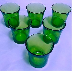 Ποτήρια κρασιού 6 τμ. 150 ml.  Duralex green/lime France 70'-79'.