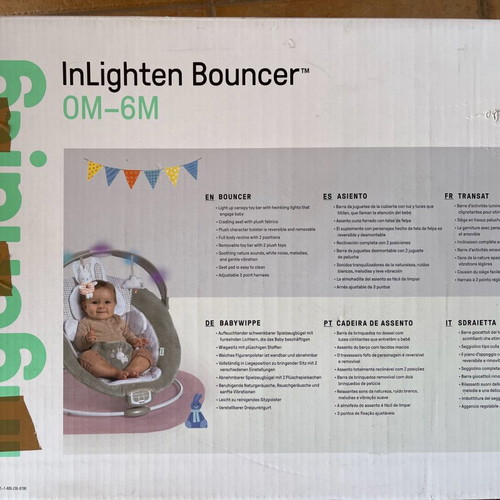 Relax Ingenuity baby bouncer used with music, vibration and light