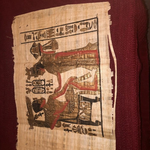 Papyrus from Zambia with gold paint framed