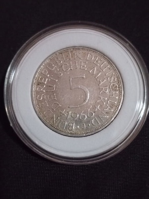 Silver coin 5 mark 1966 like new, German