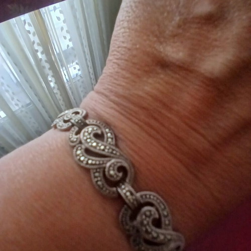 Heavy 925 Silver Bracelet with Marcasite, 35 Grams, 19 cm, Like New