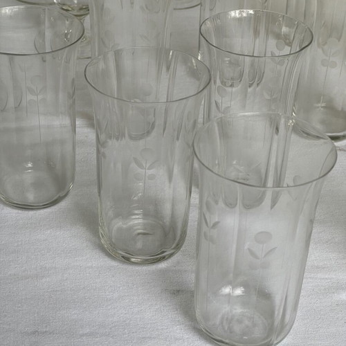 Set of 24 Crystal Art Deco Antique Glasses used