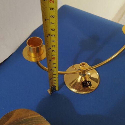 Vintage gold color double candle holder and decorative bowl set