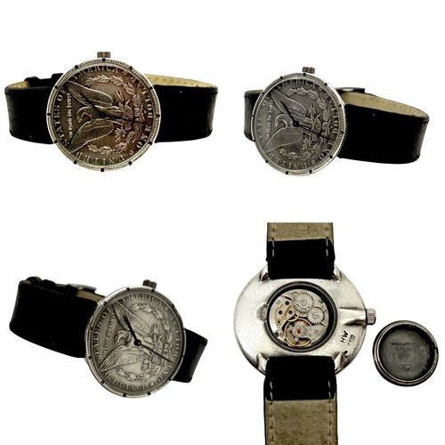 Ρολόι HENO Watch vintage 1960s με ασημένιο δολάριο σαν καινούργιο