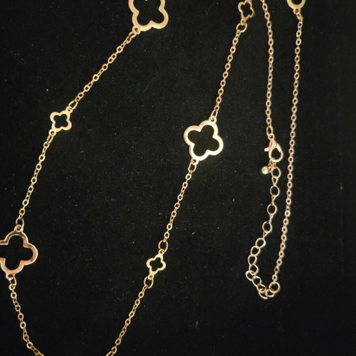 Long gold-tone bijou chain necklace with cross motifs like new