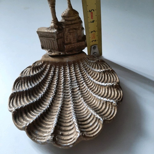 Metal ashtray Ioannina used, shell shape with Ali Pasha palace