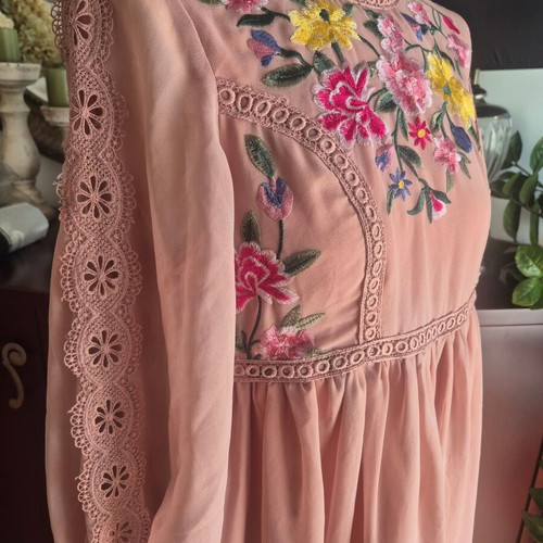 Asos maternity dress like new, pink multicolor, size M