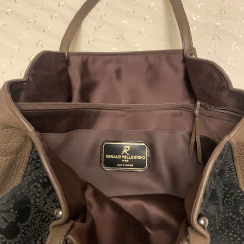 Renaud Pellegrino Paris leather and suede brown handbag like new