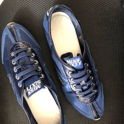 Miss Sixty dark blue satin sneakers used, size 40