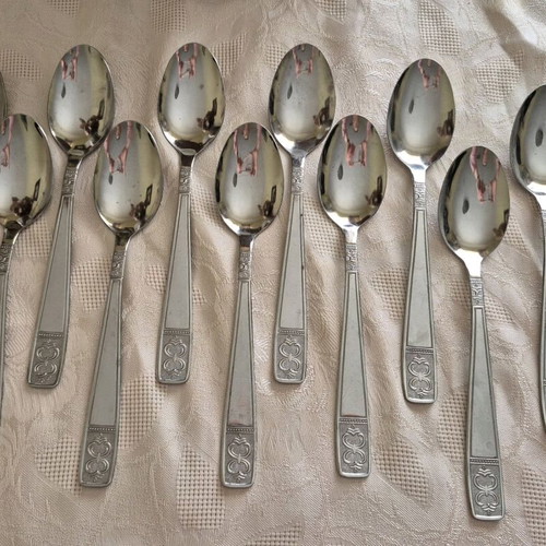 Silver-plated spoons used, set of 11, 23 cm