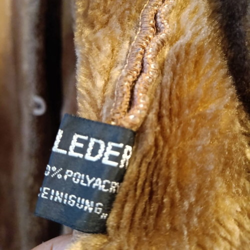Vintage long mouton coat tan with rich inner fur