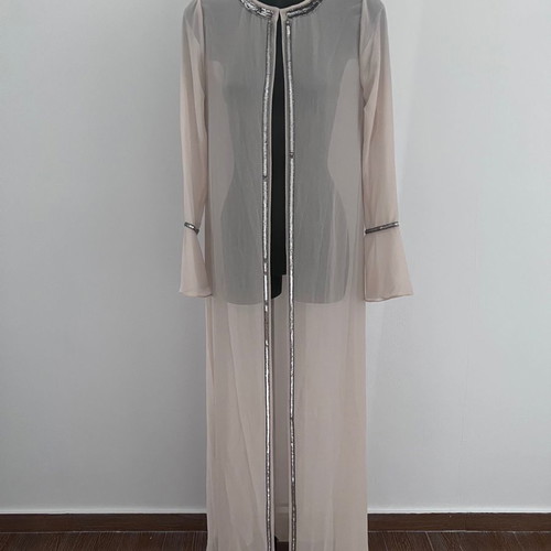 Mango summer coat caftan Small with sequins beige pink new
