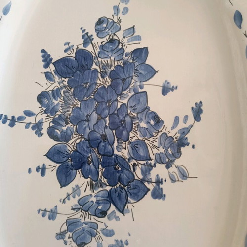 Vintage dinnerware set of 6 pieces white and blue with hand-painted flowers, like new
