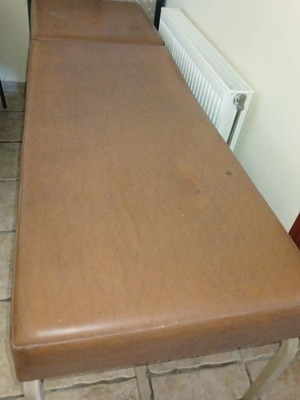 Aesthetic Bed used, brown leatherette, folding top part