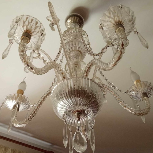 Vintage crystal pentafoto ceiling light used, 1970s