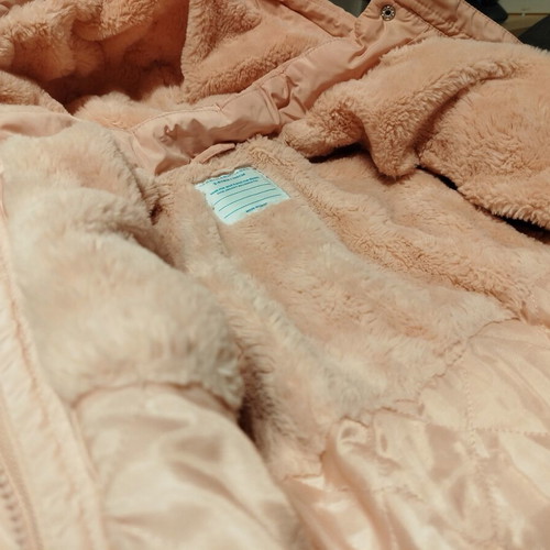 Primark Girls' Pink Winter Jacket with Hood and Heart Belt Size 3-4 Years