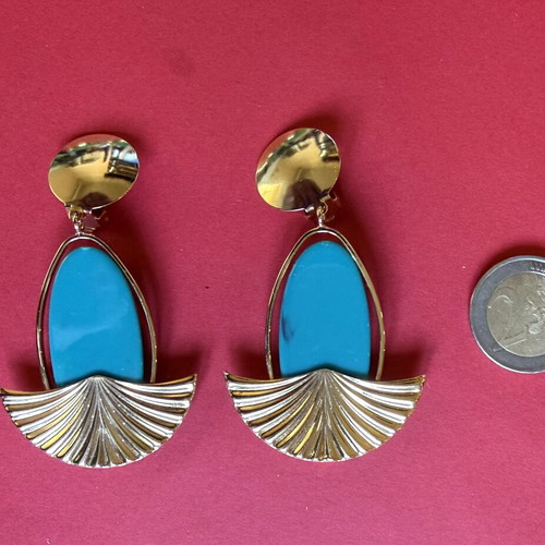 Vintage earrings set of 5 pairs turquoise and gold, like new