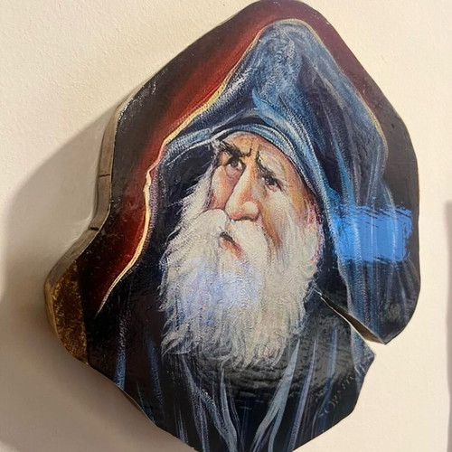 Saint Paisios image new, acacia wood with clear varnish