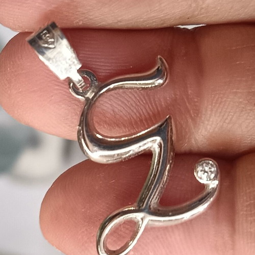 Pendant Monogram S white gold K14 with Zircon, like new