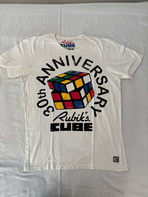 T-shirt Rubik's Cube λευκό βαμβακερό μέγεθος L μεταχειρισμένο