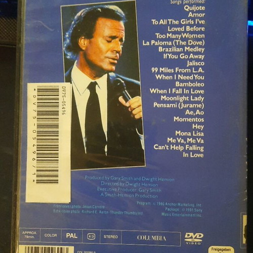 Julio Iglesias Starry Night DVD used, unscathed