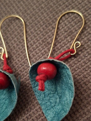 Veraman earrings from silkworm cocoon, Soufli Evros
