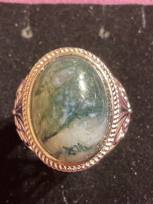 Ring one size with natural moss agate stone