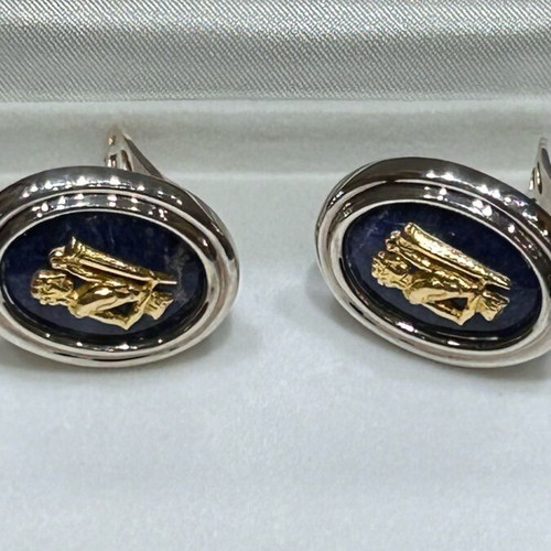 Ilias Lalaounis clip earrings new, silver, gold and lapis stone