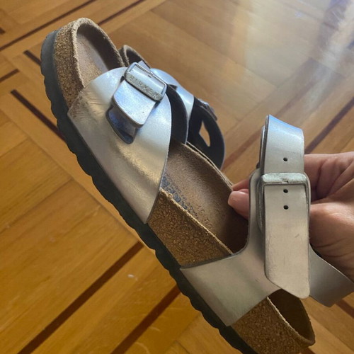 Birkenstock sandals size 36 used, silver