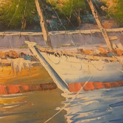 Oil painting on canvas new with Greek island landscape