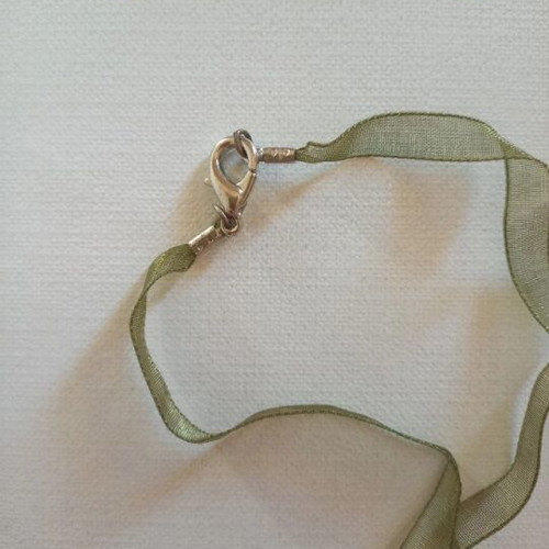 Heart Necklace new, dark green with small sparkling heart