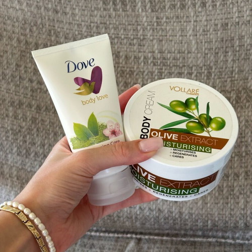 Body cream and hand cream set new with olive extract
