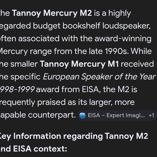 Tannoy Mercury M2 speakers like new, award-winning