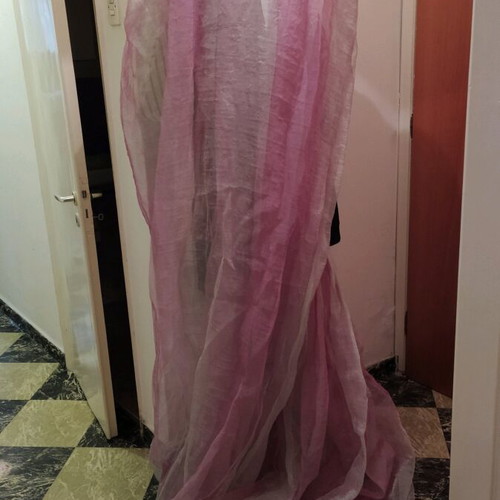 Curtain 200x280 semi-transparent organza style purple pink silver like new